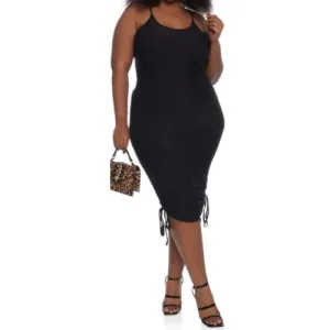 HIDE ME HONEYCOMB Textured Spaghetti String Bodycon Midi Dress